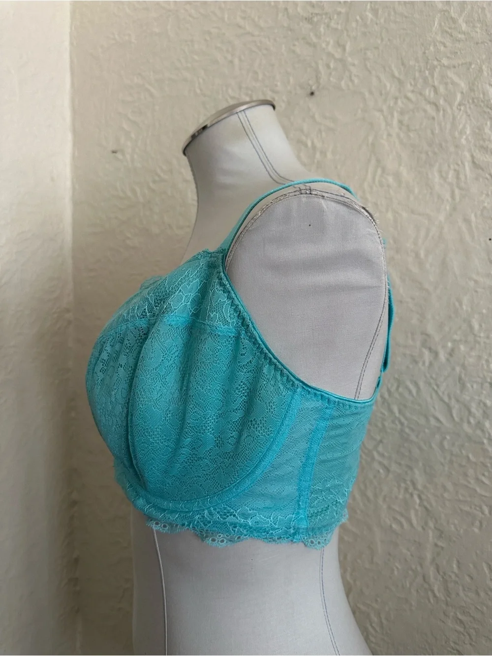Freya Fancies Underwire Long Line Bra Bright Aqua Blue Lace 36H